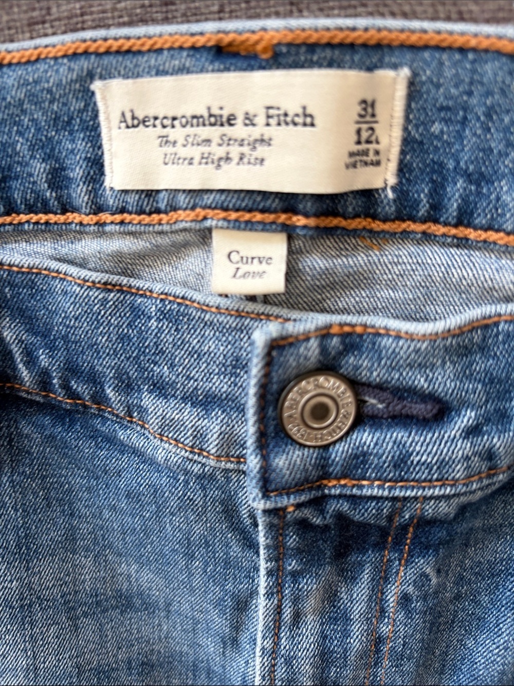 Abercrombie & Fitch the slim straight ultra high rise Jeans 31/12L curve love - Picture 2 of 16
